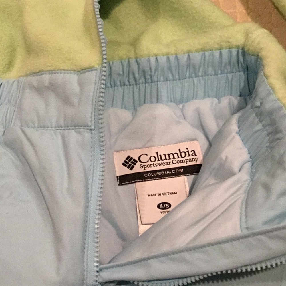 Columbia Green and Light Blue Insulated Kids Snow Bibs - Picture 3 of 5